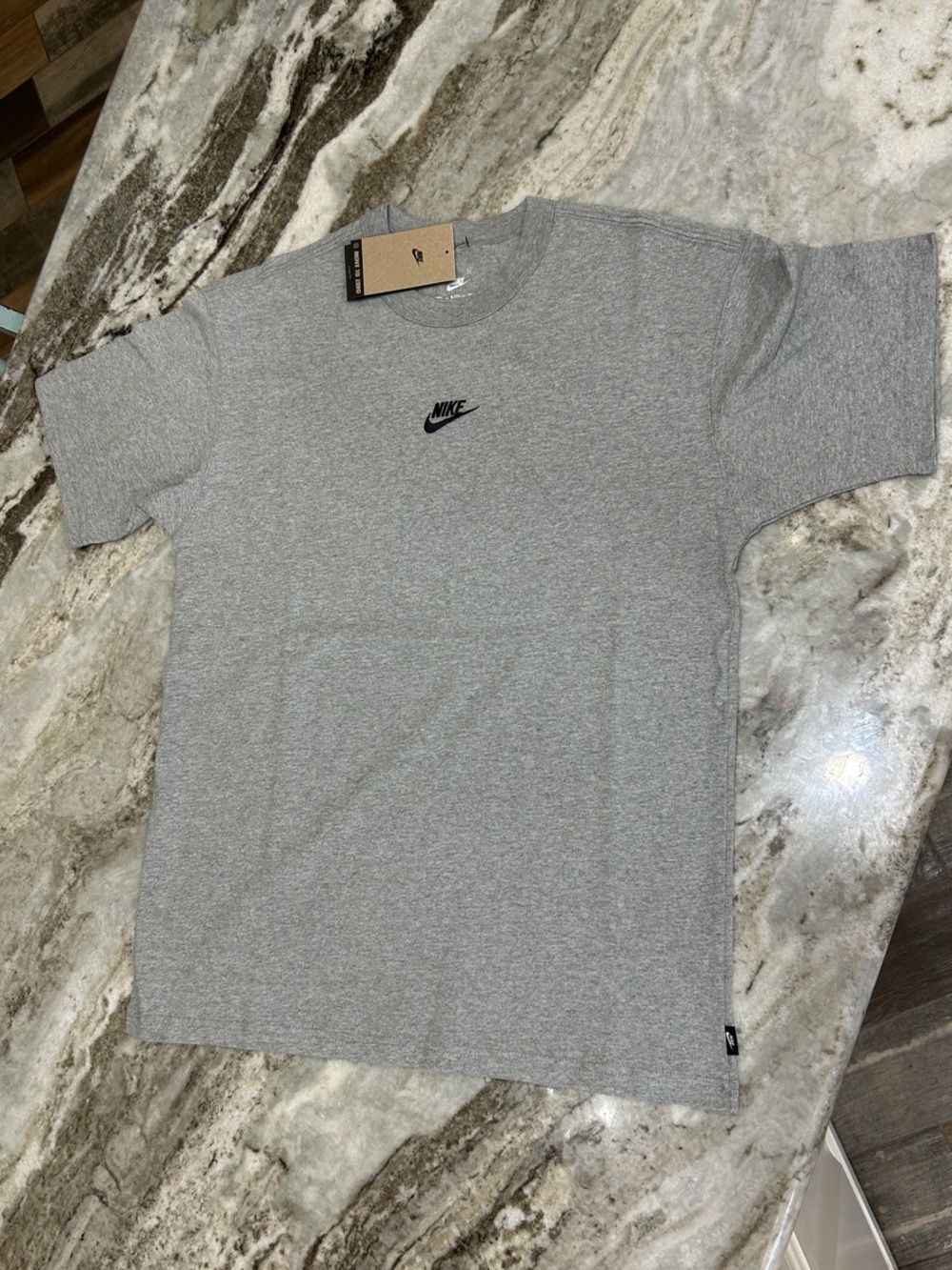 NWT Nike Gray Short Sleeve Crew Tee with Black Swoosh